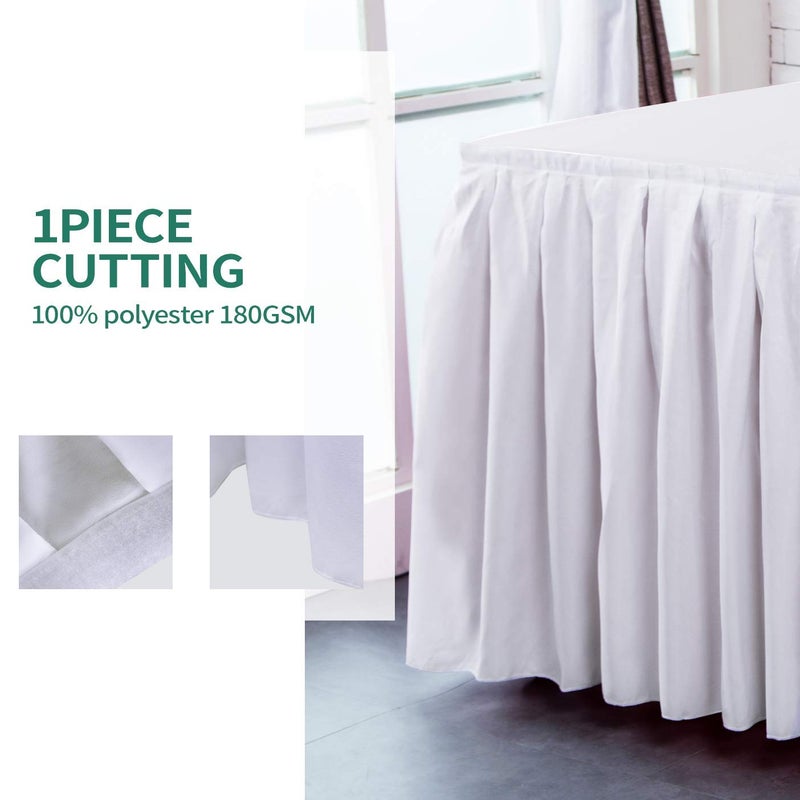 Surmente 2 Pack White Table Skirt, 14ft Polyester Tablecloth for Weddings, Banquets, or Restaurants - Image 2
